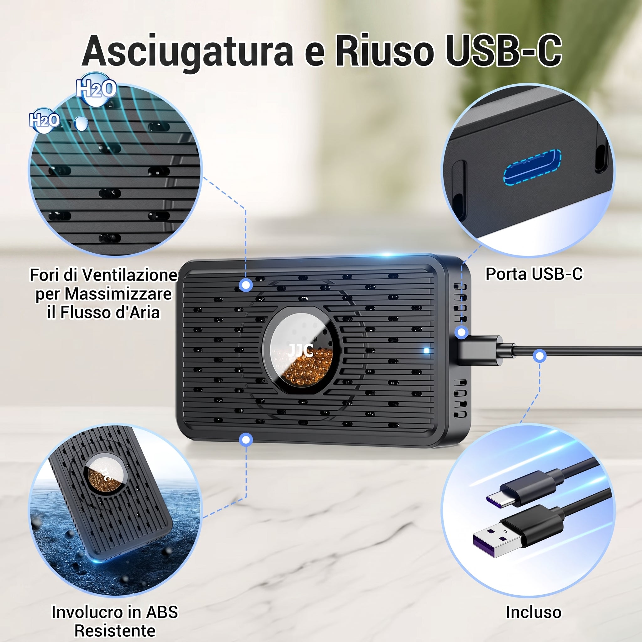Mini-deumidificatore elettrico ricaricabile e riutilizzabile