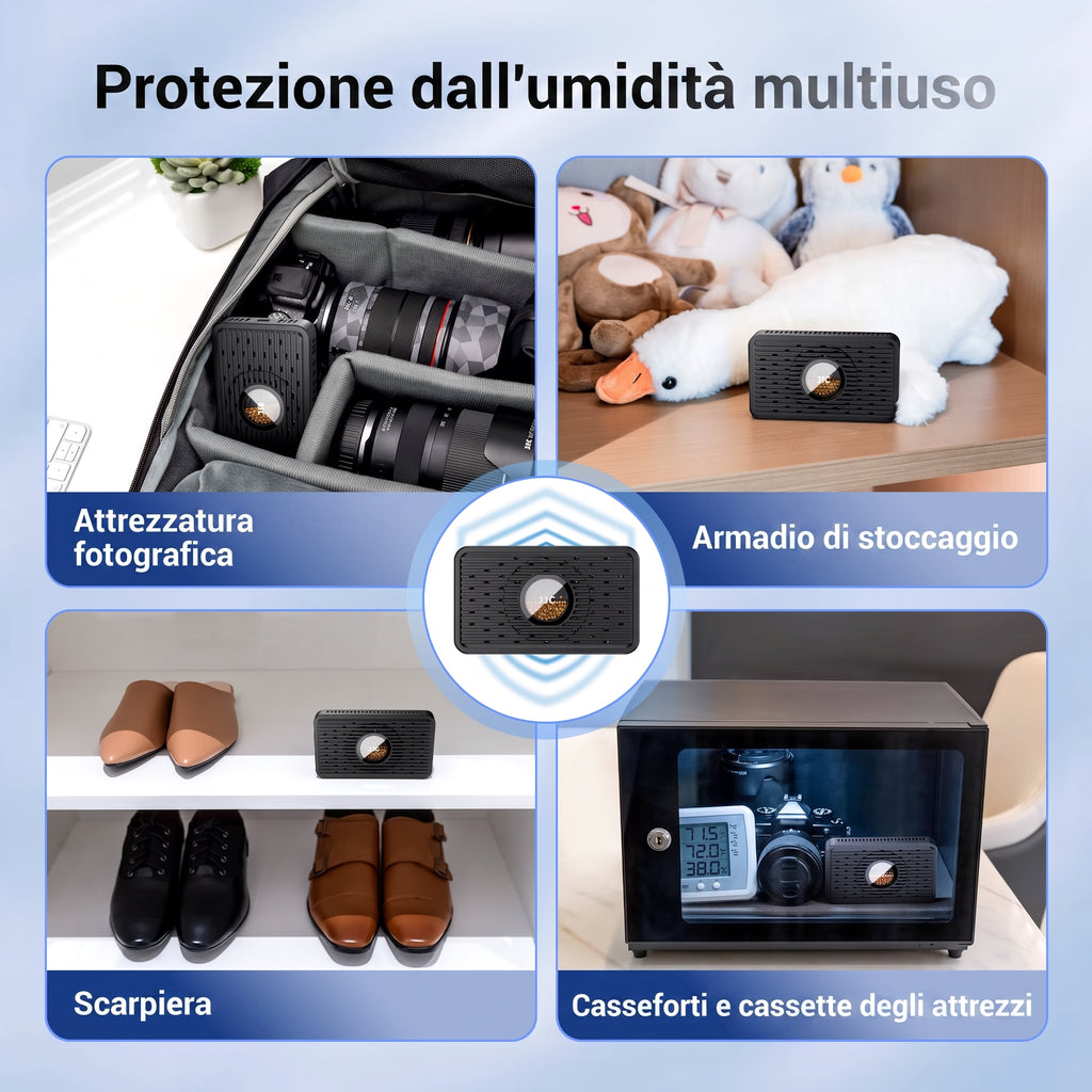 Mini-deumidificatore elettrico ricaricabile e riutilizzabile